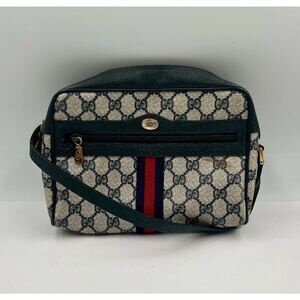 GUCCI Shoulder Bag Accessory Collection Leather Sherry Navy Blue